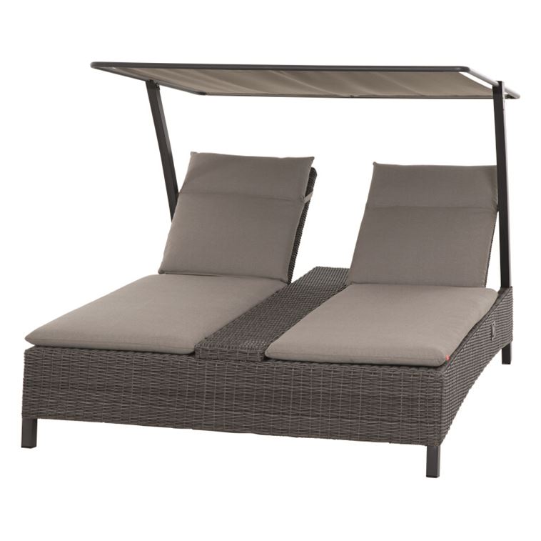AKS Benedetto Daybed Polyrattan charcoal grey Kissen taupe 155x182x102 cm Daybed L 155 cm B 182 cm H 102 cm mit stufenlos verstellbaren R ckenlehnen