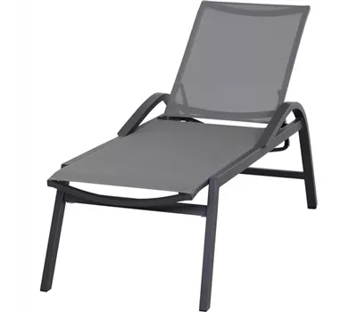AKS Andros Sonnenliege Aluminium grau Textilen schwarz-grau 200x64,5x117 cm