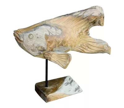 AKS Deko Fisch Teakholz natur 