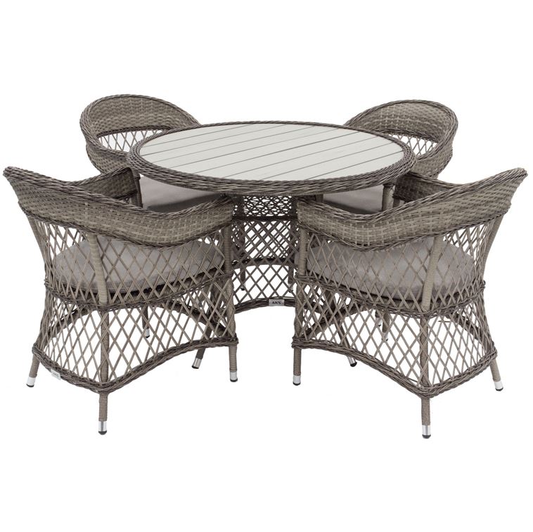 Dininggruppe Ø 105 cm H 74 cm 5-teilig, inkl. Kissen