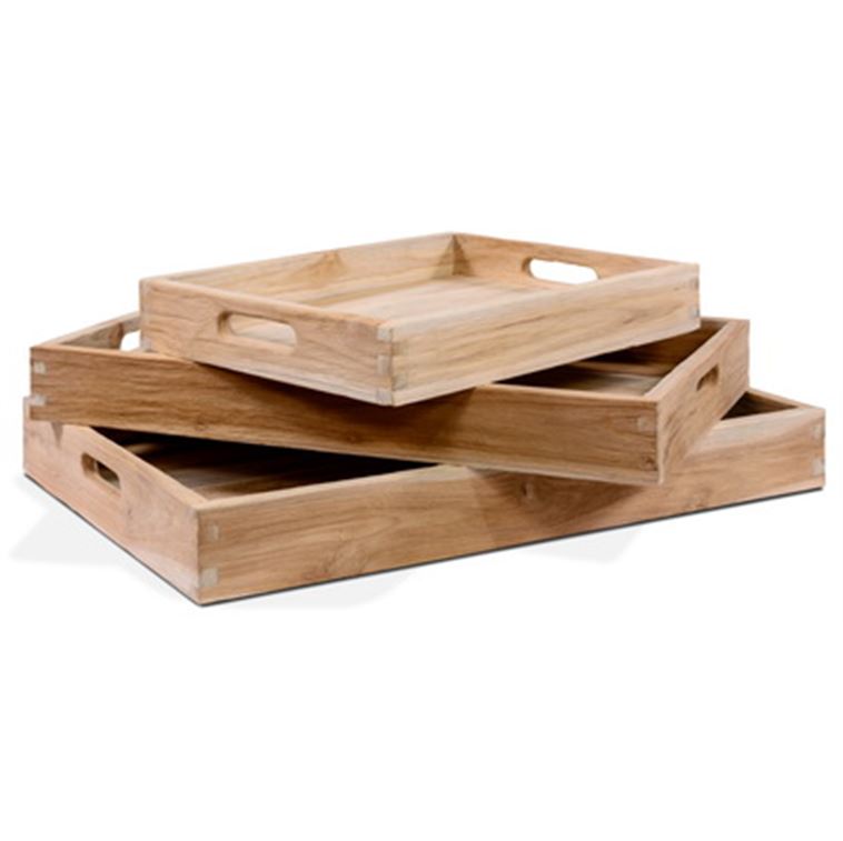 Tablett L 55 cm B 35 cm H 6 cm aus recyceltem Teakholz