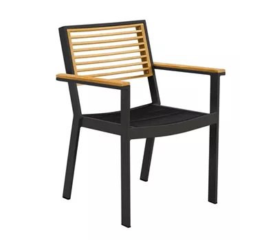 AKS Adelaide Diningsessel Aluminium anthrazit Teakholz 60x62x85 cm