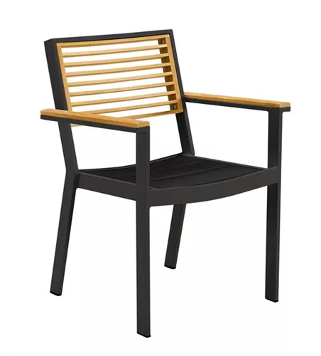 AKS Adelaide Diningsessel Aluminium anthrazit Teakholz 60x62x85 cm AKS Adelaide Diningsessel Aluminium anthrazit Teakholz 60x62x85 cm