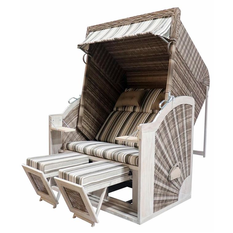 Strandkorb L 130 cm B 80 cm H 160 cm mehrfach verstellbare Rückenlehne, ausziehbar, inkl. Kissen