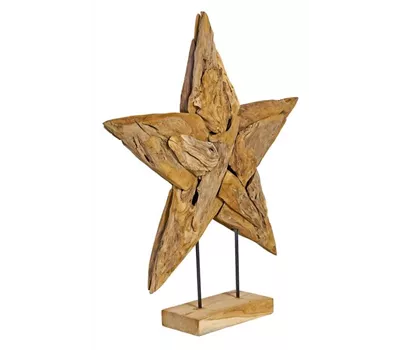 AKS Dekoelement Stern Teakholz natur