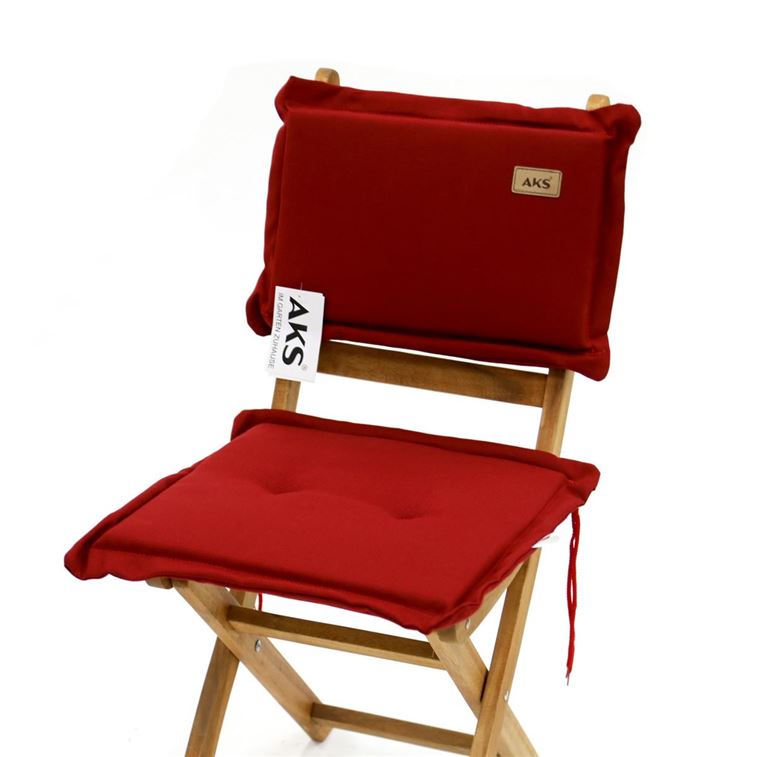 AKS Polsterauflage Sitz- und Rückenkissen (38x38)+(24x38)x4.5 cm rot