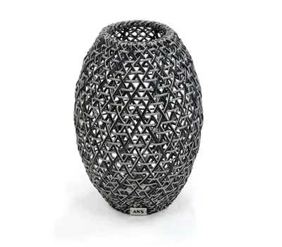 AKS Laterne Polyrattan Kunstoffgeflecht Aluminium graumix 36x56 cm